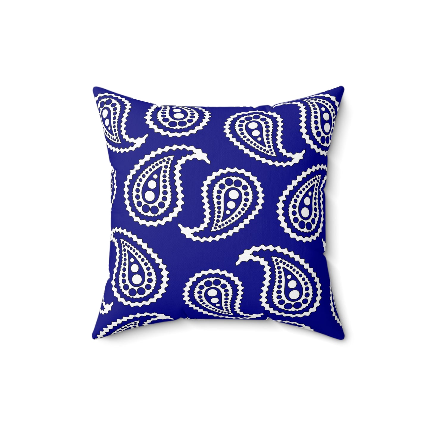 Dark Blue, White Retro Paisley Cushion Pillow