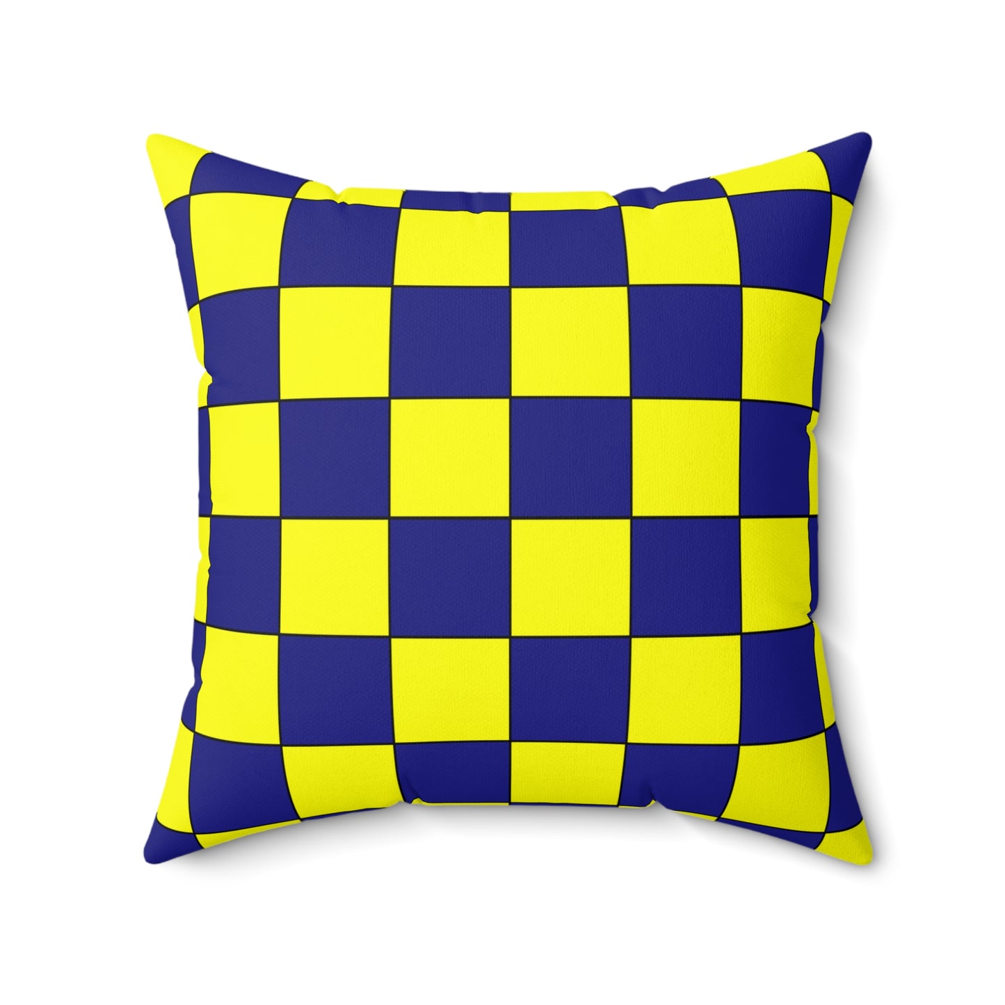 Navy Blue, Yellow Retro Check Cushion Pillow