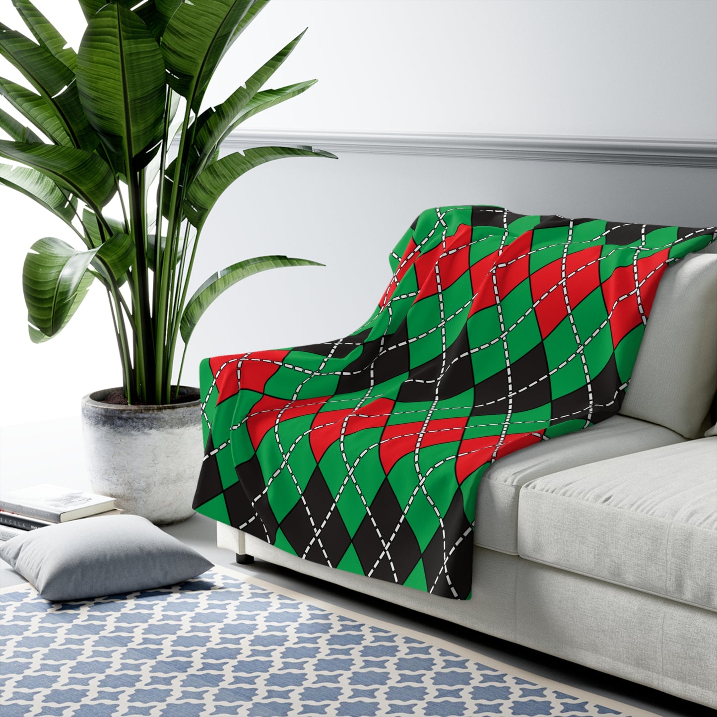 Martinique Retro Argyle Blanket Throw