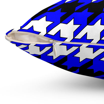 Blue, Black, White Retro Houndstooth Cushion Pillow