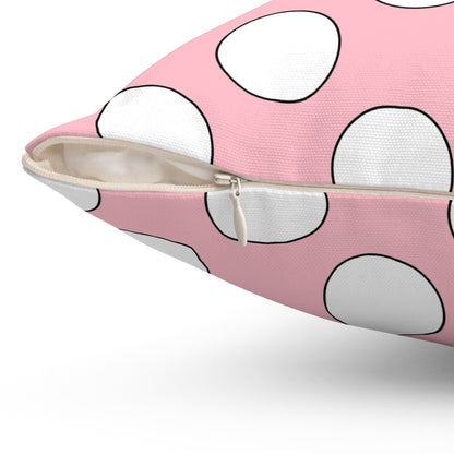 Pink, White Retro Polka Dots Cushion Pillow
