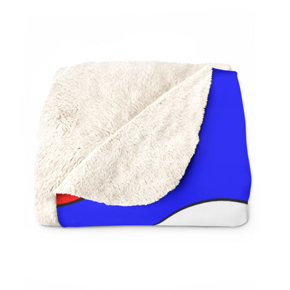 Blue, White, Red Retro Polka Dots Blanket Throw
