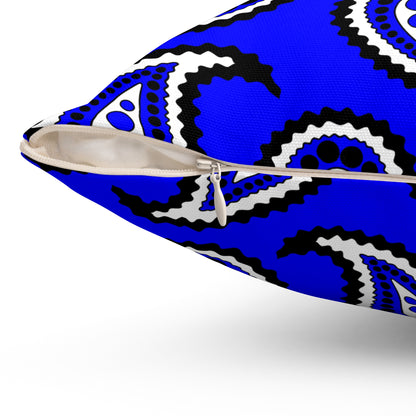 Blue, Black, White Retro Paisley Cushion Pillow