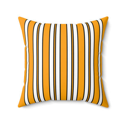 Orange, White Retro Stripes Cushion Pillow