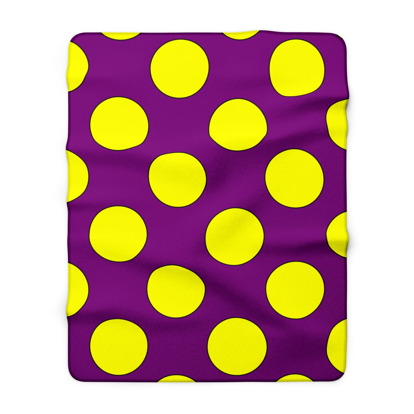 Purple, Yellow Retro Polka Dots Blanket Throw