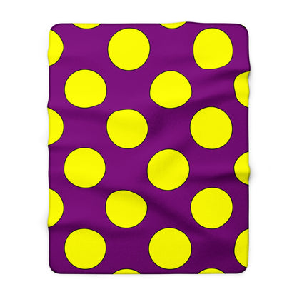 Purple, Yellow Retro Polka Dots Blanket Throw