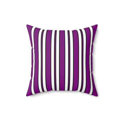 Purple, White Retro Stripes Cushion Pillow