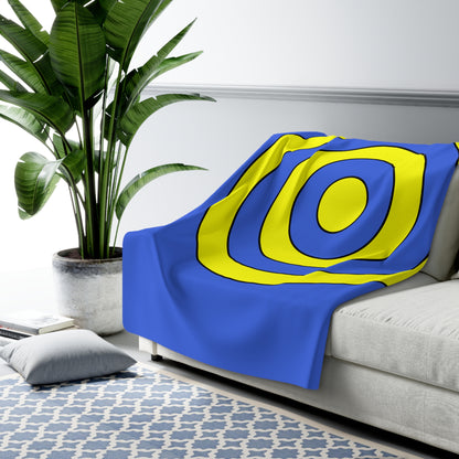 Royal Blue, Yellow Retro Target Blanket Throw