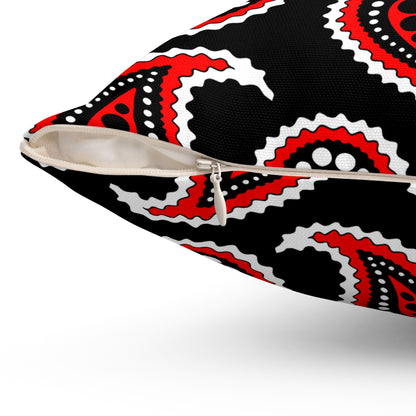 Black, White, Red Retro Paisley Cushion Pillow