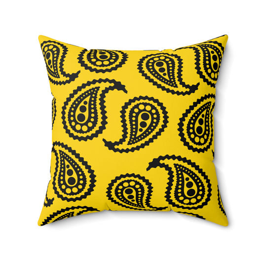 Gold, Black Retro Paisley Cushion Pillow