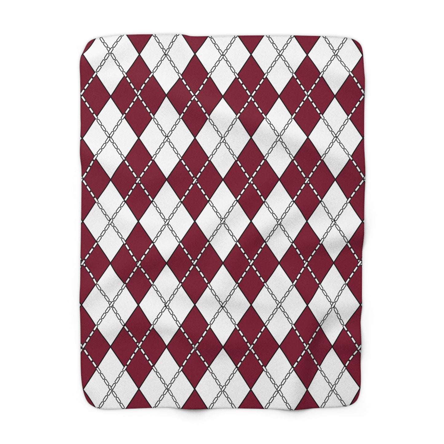 Claret, White Retro Argyle Blanket Throw
