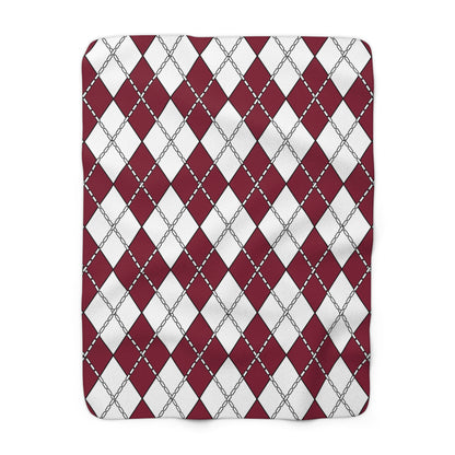 Claret, White Retro Argyle Blanket Throw
