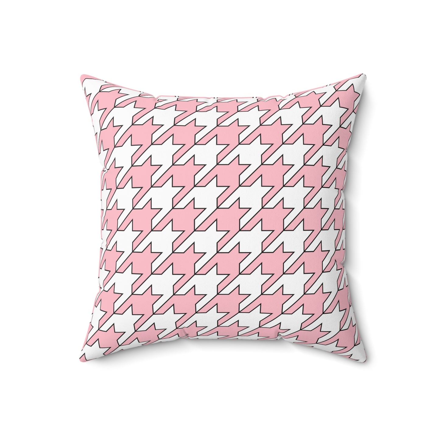 Pink, White Retro Houndstooth Cushion Pillow