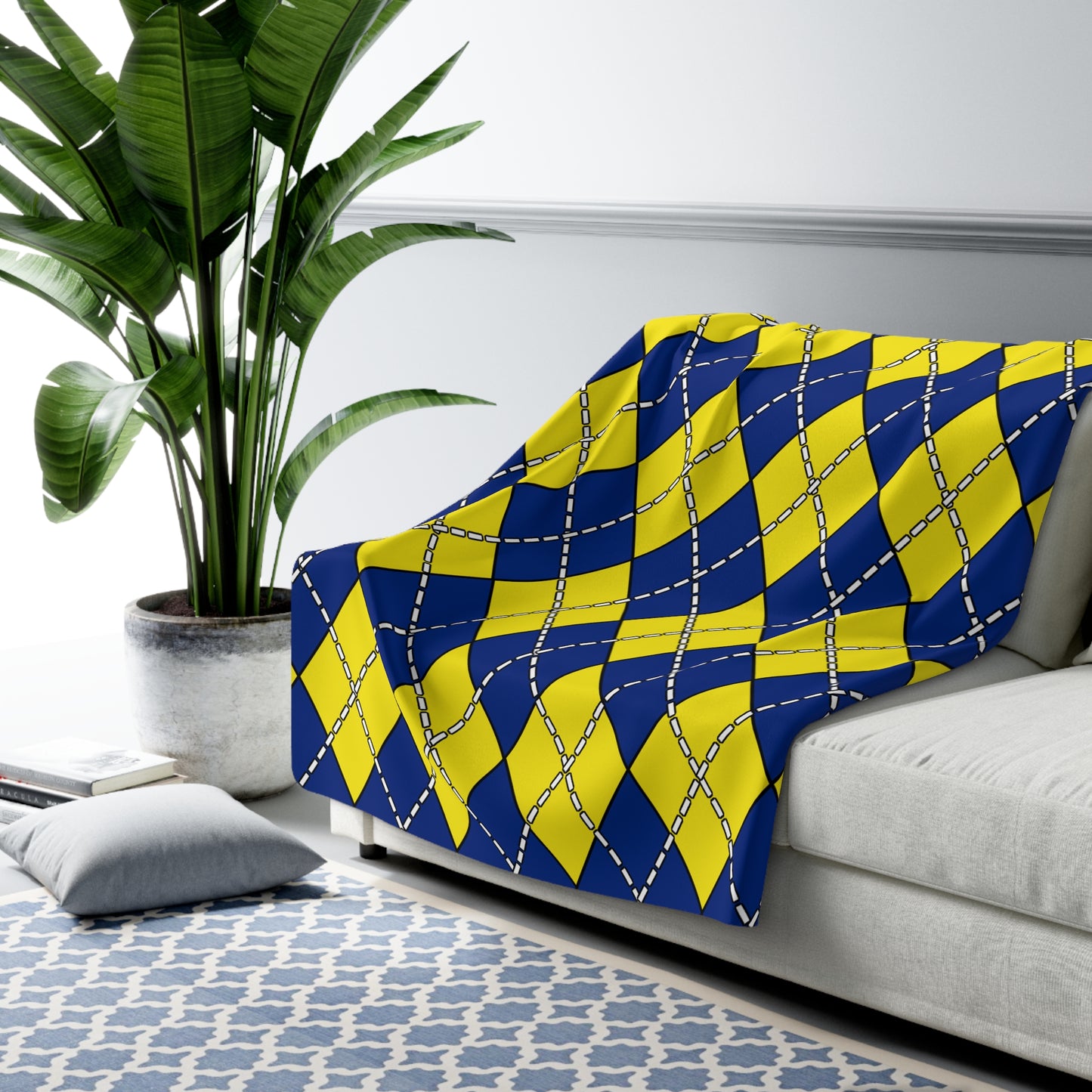 Curacao Retro Argyle Blanket Throw