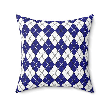Navy Blue, White Retro Argyle Cushion Pillow
