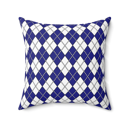 Navy Blue, White Retro Argyle Cushion Pillow