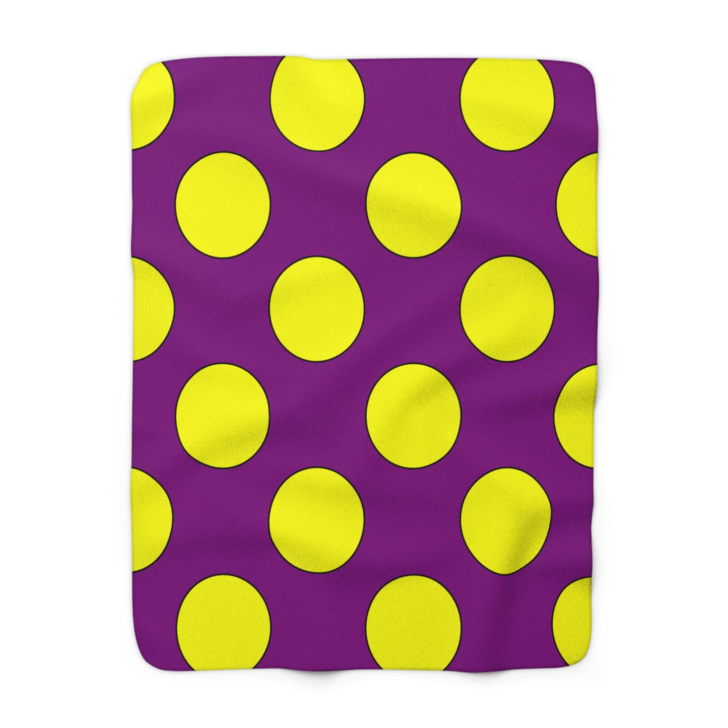 Purple, Yellow Retro Polka Dots Blanket Throw