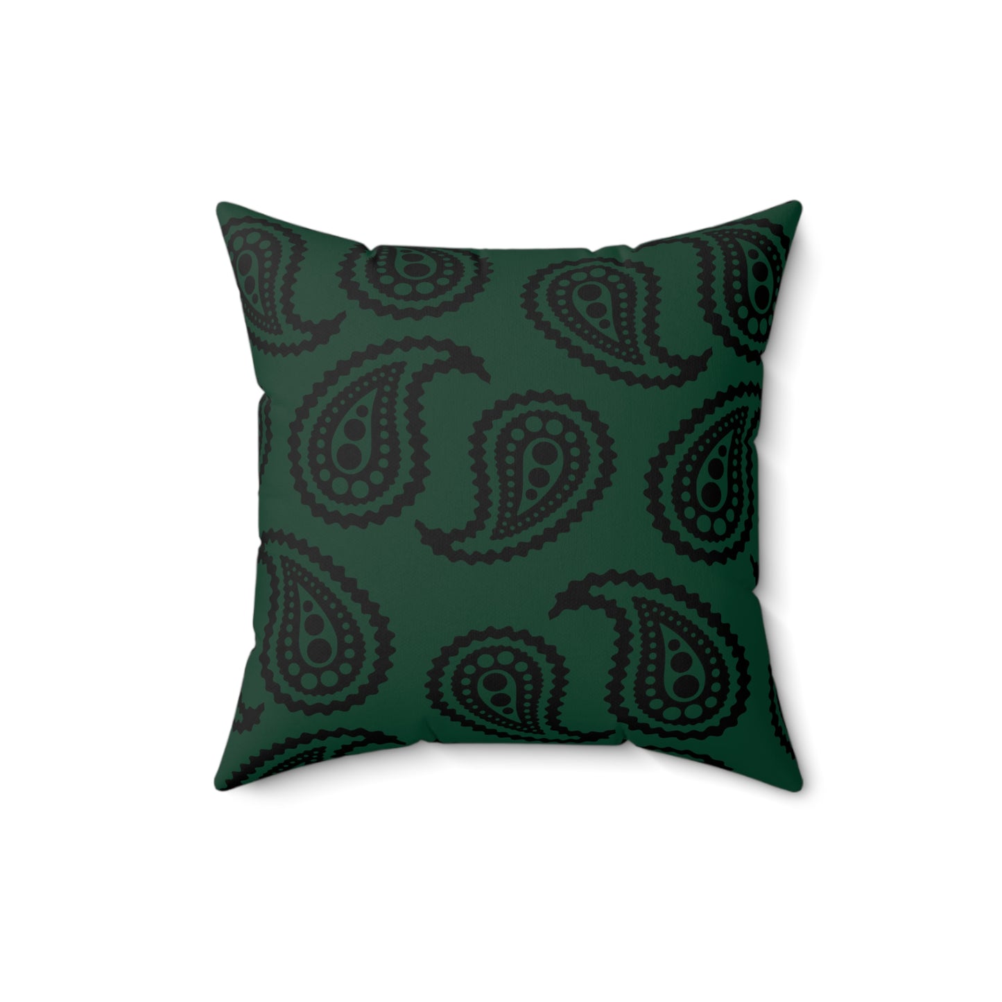 Dark Green, Black Retro Paisley Cushion Pillow