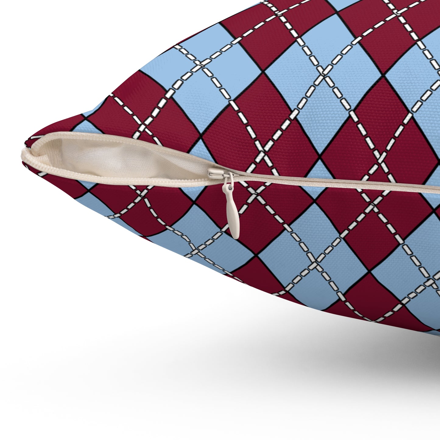 Claret, Blue Retro Argyle Cushion Pillow