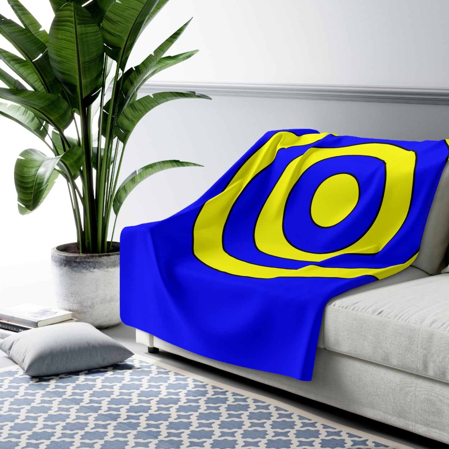 Blue, Yellow Retro Target Blanket Throw