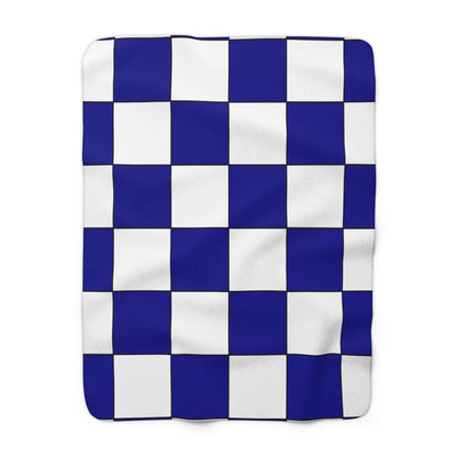 Dark Blue, White Retro Check Blanket Throw
