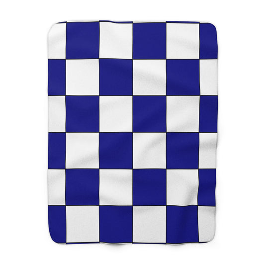 Dark Blue, White Retro Check Blanket Throw