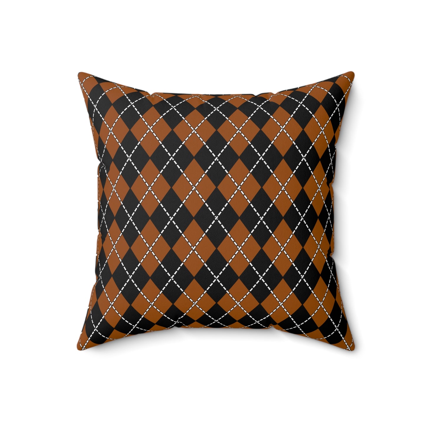 Brown, Black Retro Argyle Cushion Pillow