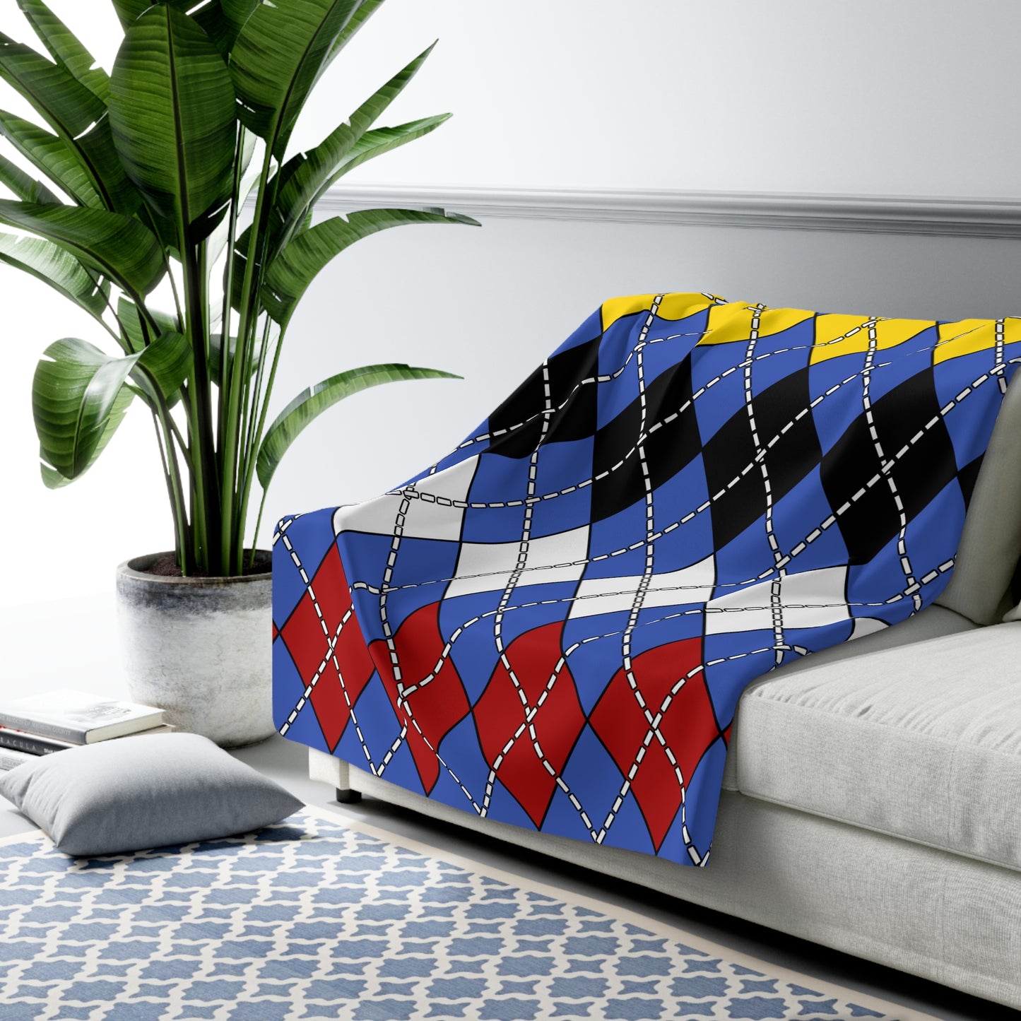 Eswatini Retro Argyle Blanket Throw