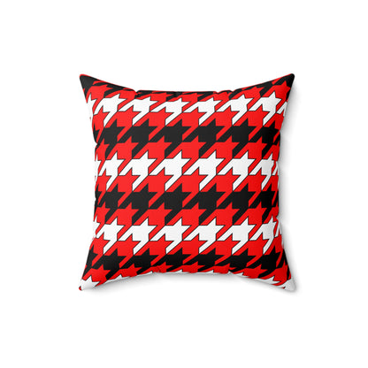 Red, Black, White Retro Houndstooth Cushion Pillow