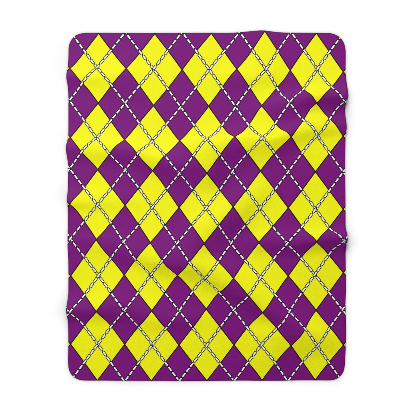 Purple, Yellow Retro Argyle Blanket Throw
