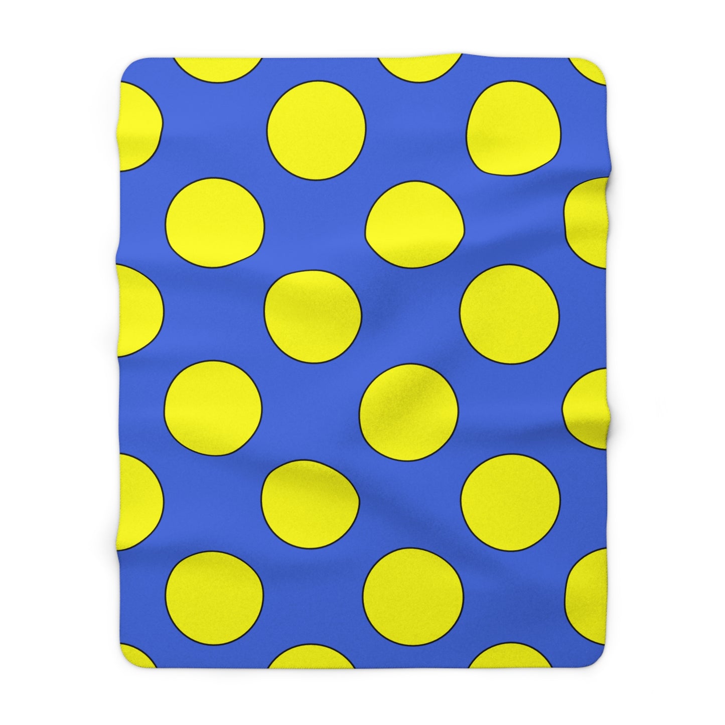 Royal Blue, Yellow Retro Polka Dots Blanket Throw