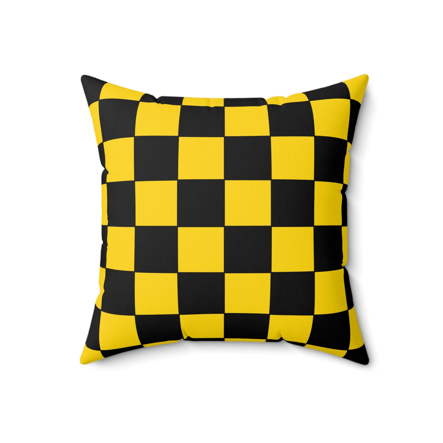 Gold, Black Retro Check Cushion Pillow