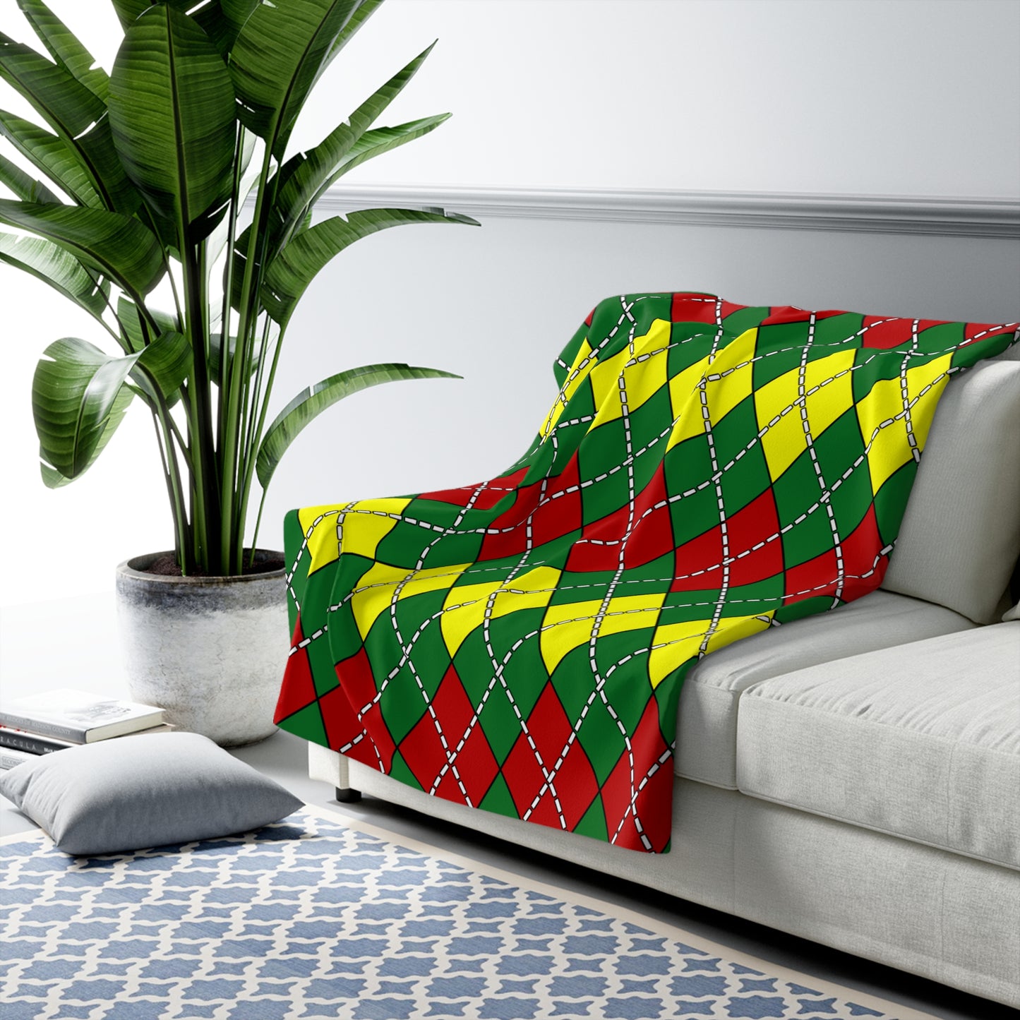 Senegal Retro Argyle Blanket Throw