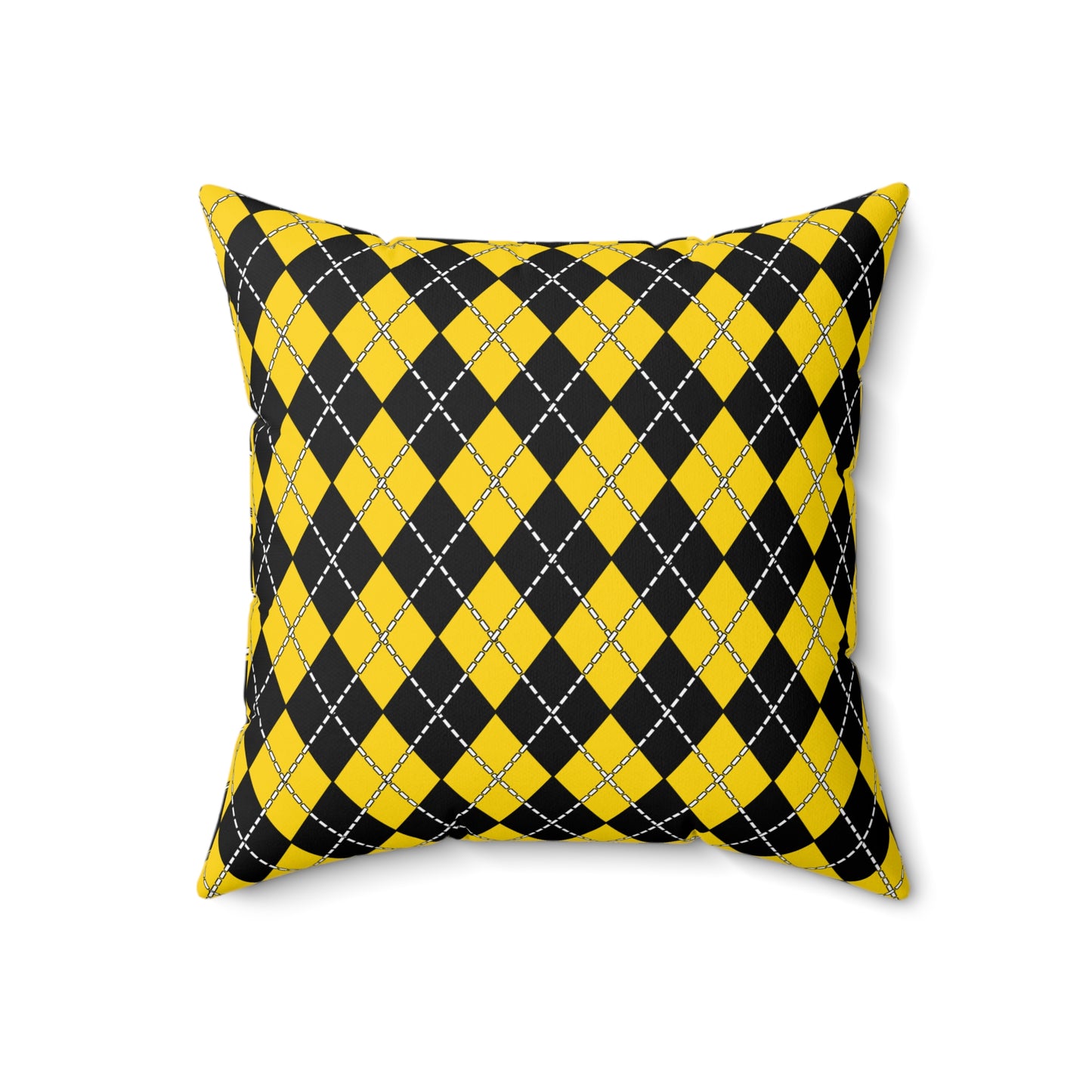 Gold, Black Retro Argyle Cushion Pillow