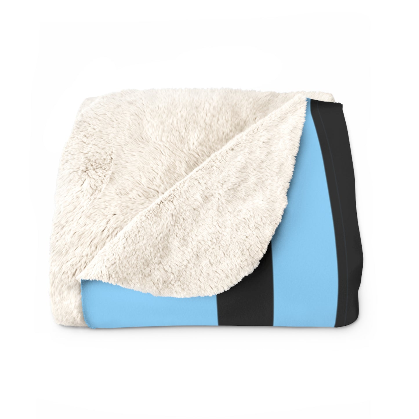 Light Blue, Black Retro Stripes Blanket Throw