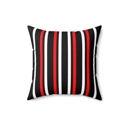 Black, White, Red Retro Stripes Cushion Pillow