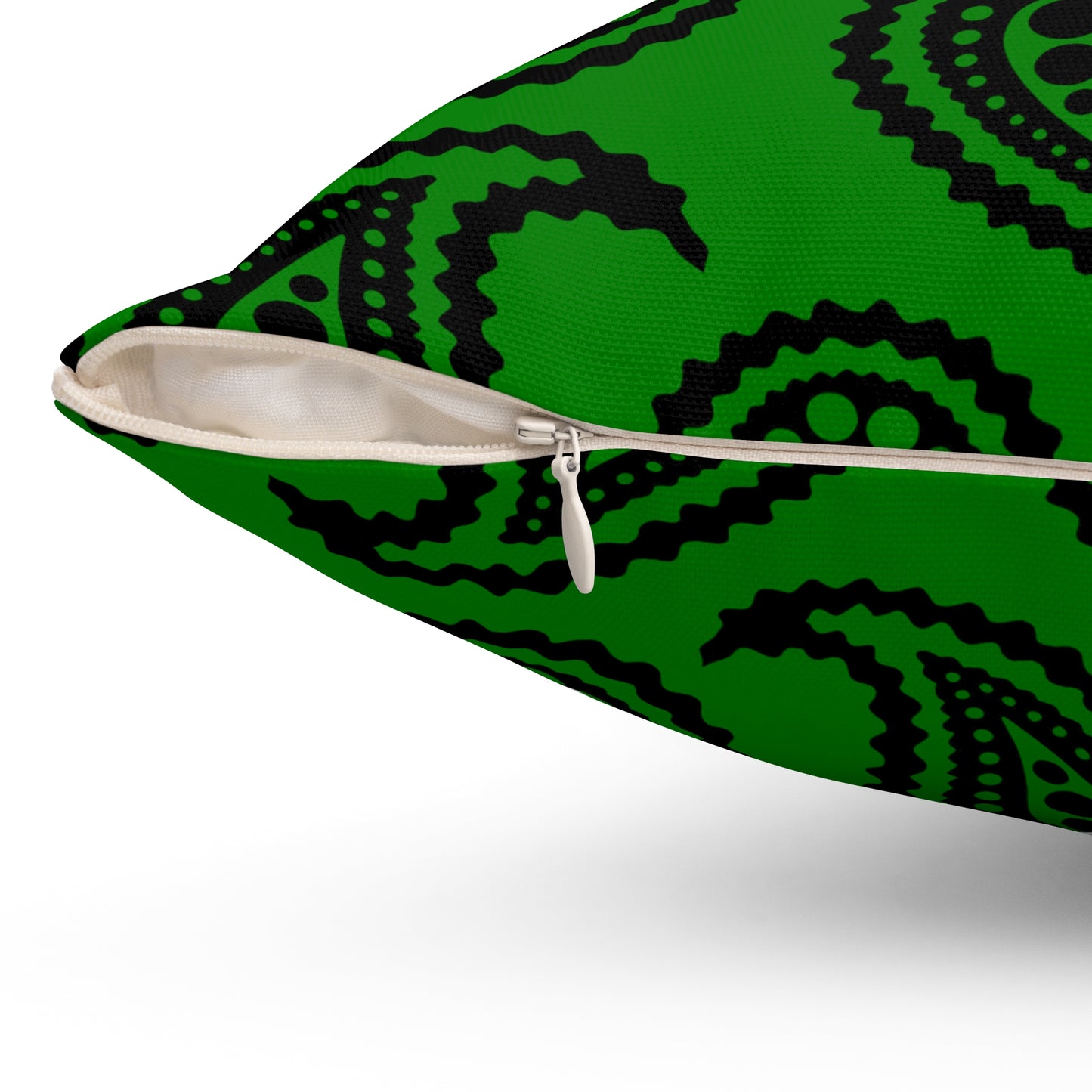Green, Black Retro Paisley Cushion Pillow