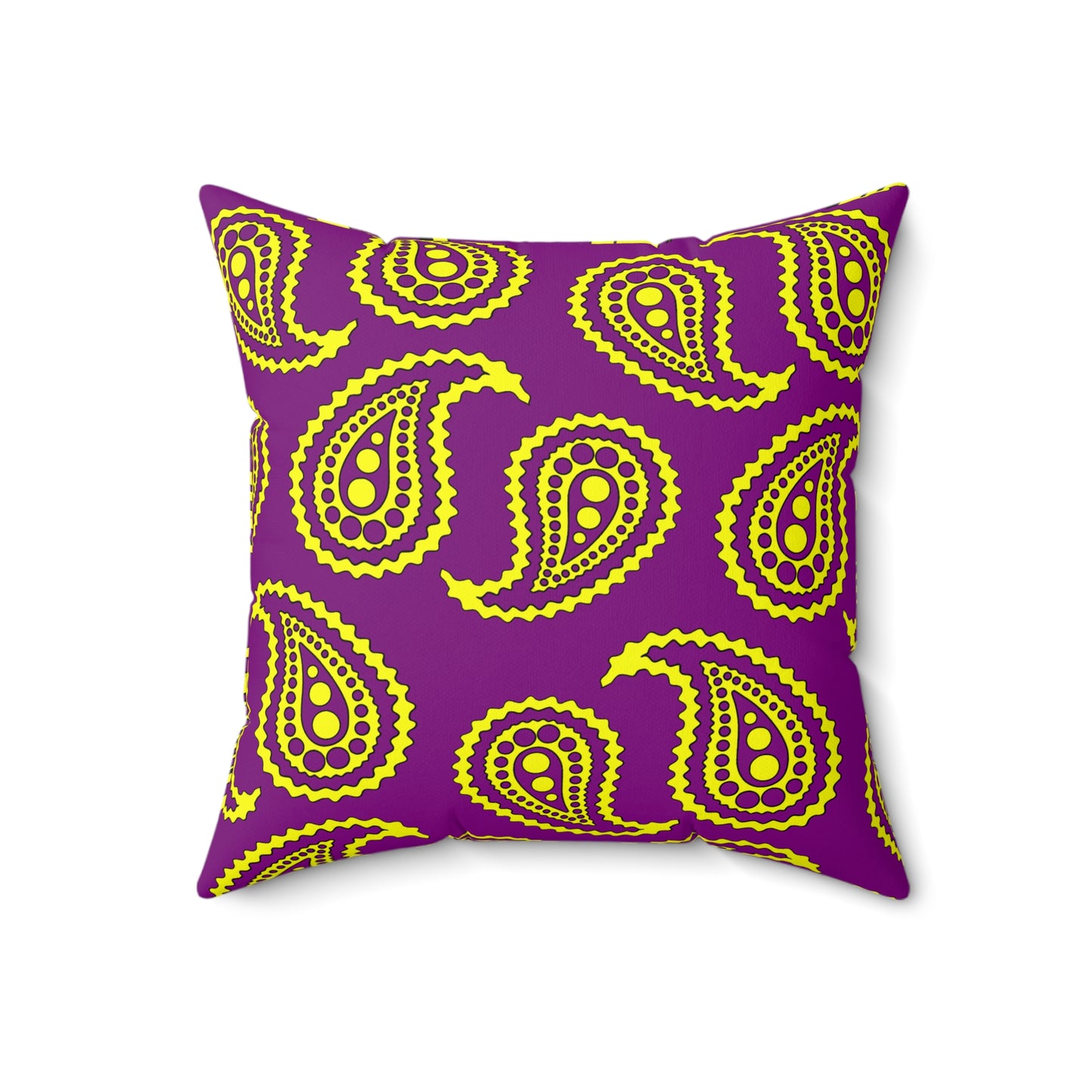 Purple, Yellow Retro Paisley Cushion Pillow