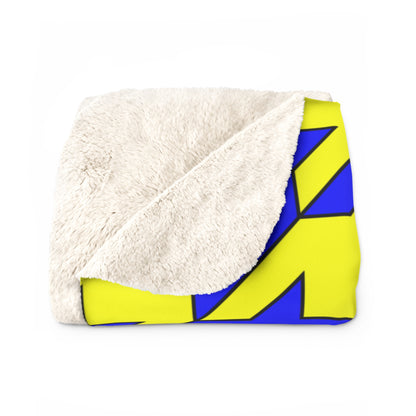 Blue, Yellow Retro Houndstooth Blanket Throw
