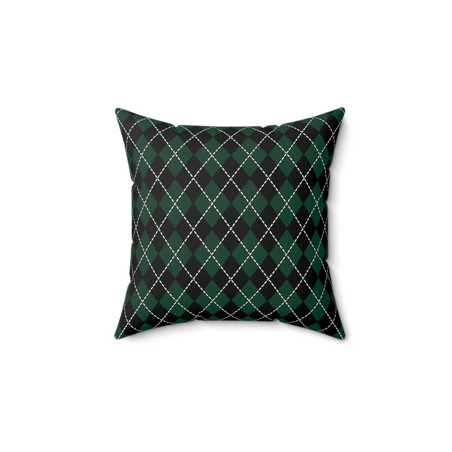 Dark Green, Black Retro Argyle Cushion Pillow