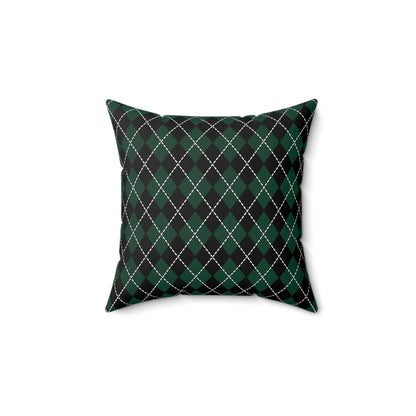 Dark Green, Black Retro Argyle Cushion Pillow