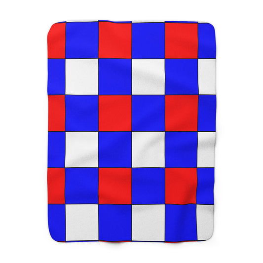 Blue, White Red Retro Check Blanket Throw