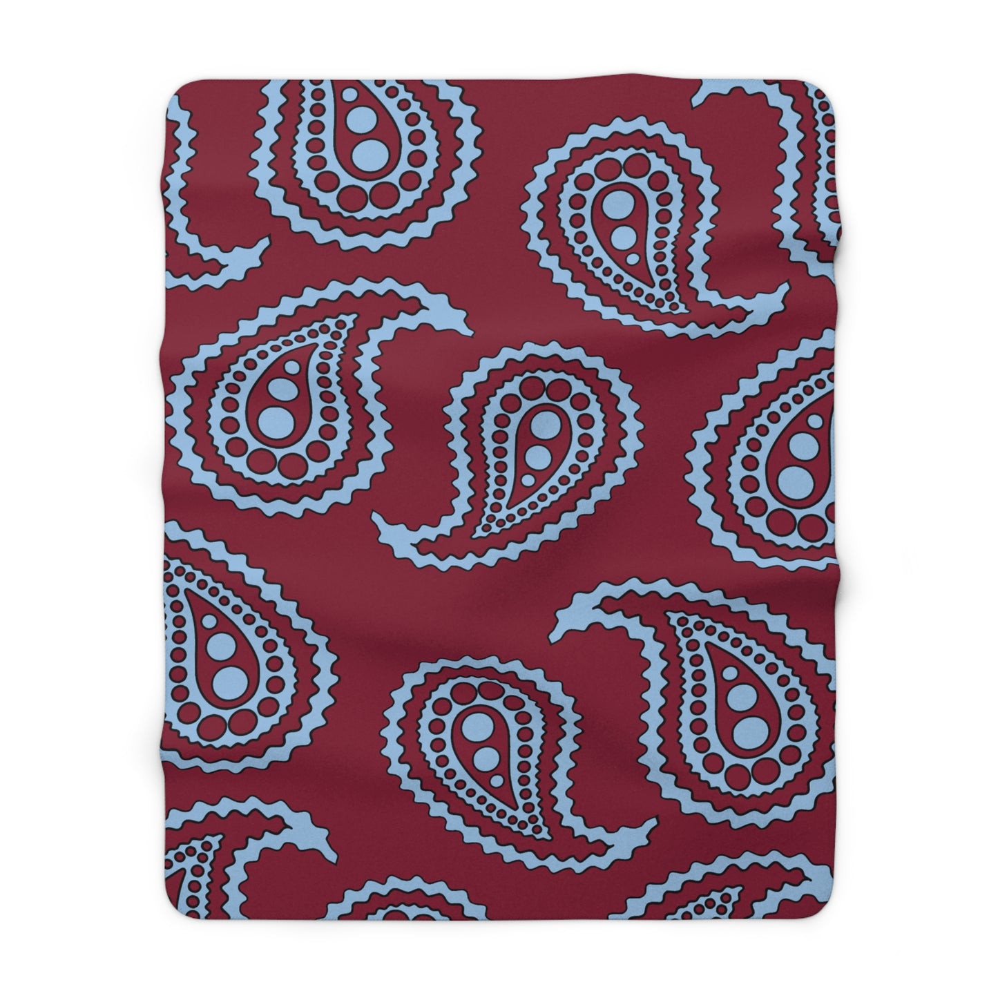 Claret, Blue Retro Paisley Blanket Throw