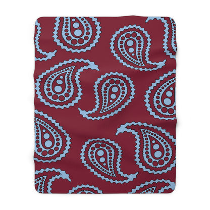 Claret, Blue Retro Paisley Blanket Throw