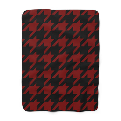 Maroon, Black Retro Houndstooth Blanket Throw