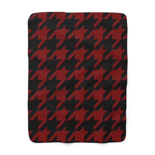 Maroon, Black Retro Houndstooth Blanket Throw
