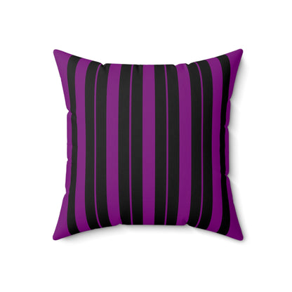 Purple, Black Retro Stripes Cushion Pillow