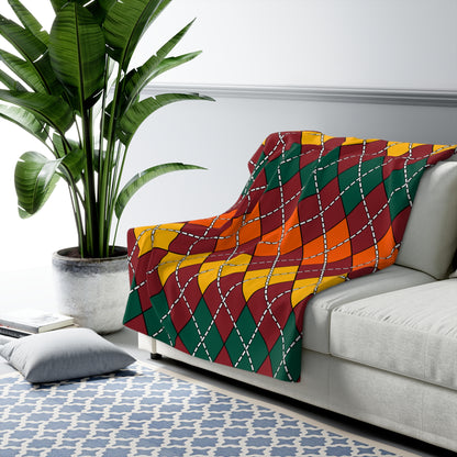 Sri Lanka Retro Argyle Blanket Throw
