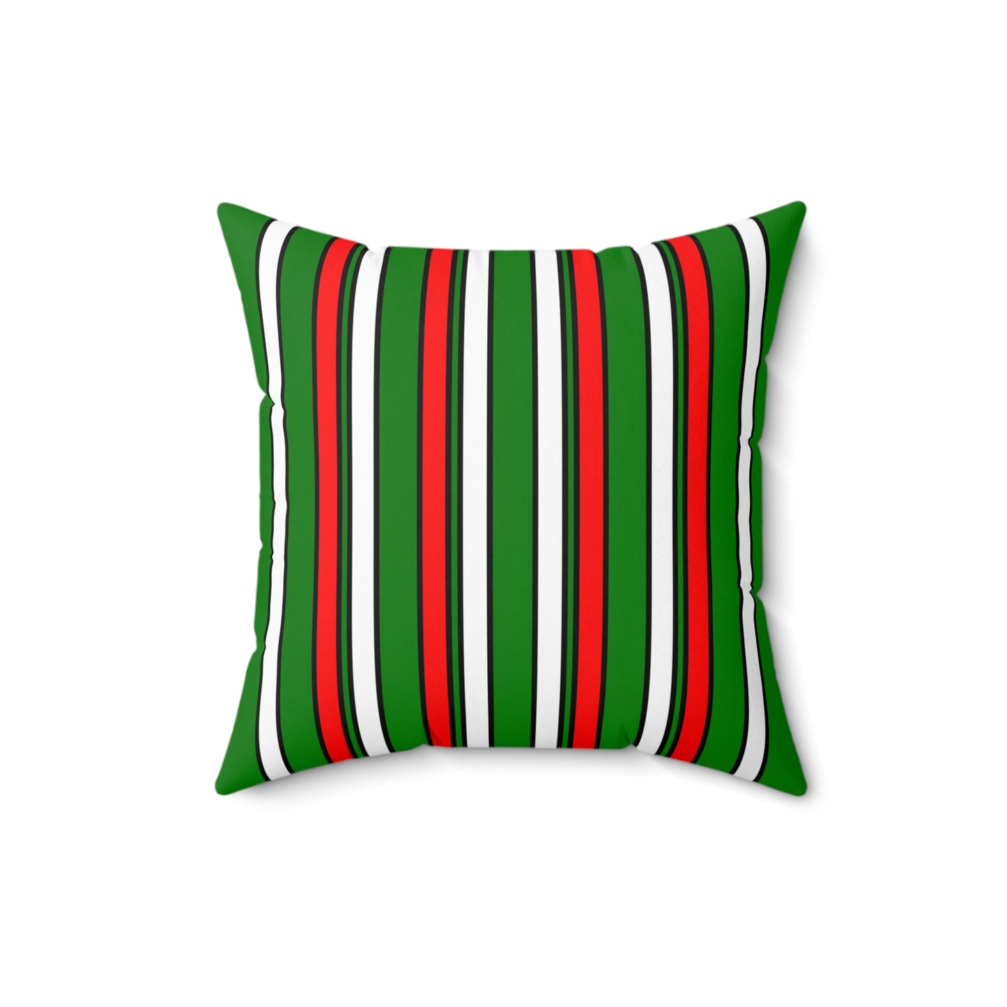 Green, White, Red Retro Stripes Cushion Pillow