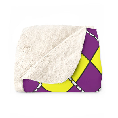 Purple, Yellow Retro Argyle Blanket Throw